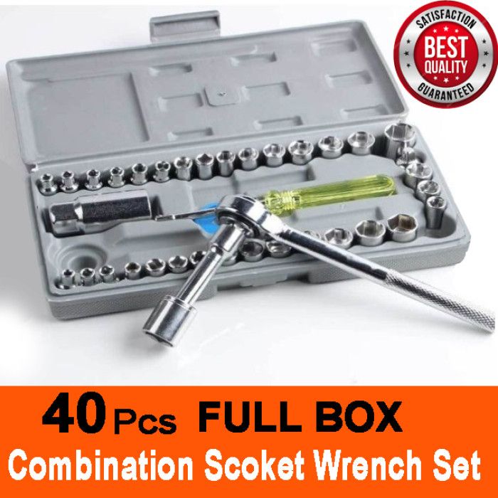 40 in 1 Box Hardware Wrench Tool Kit & Screwdriver & Socket Set